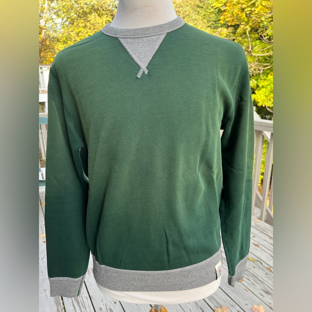 Polo Ralph Lauren Men's Green Crewneck Sweatshirt with Gray Contrast